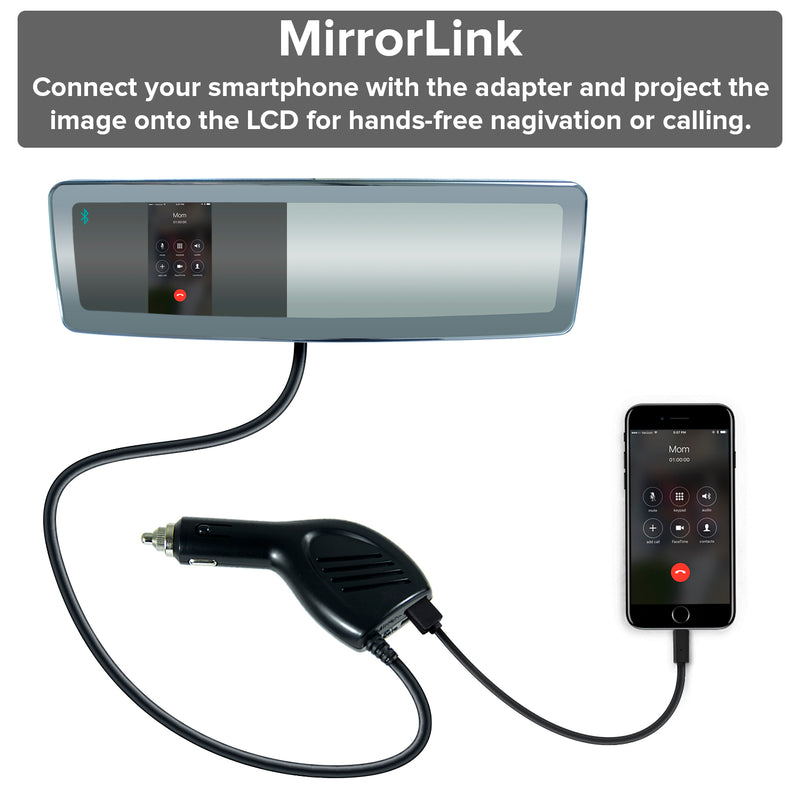 Master Tailgaters Frameless Rear View Mirror with 4.3" Ultra High Brightness LCD & Mirrorlink with Bluetooth Calling - Universal Fit