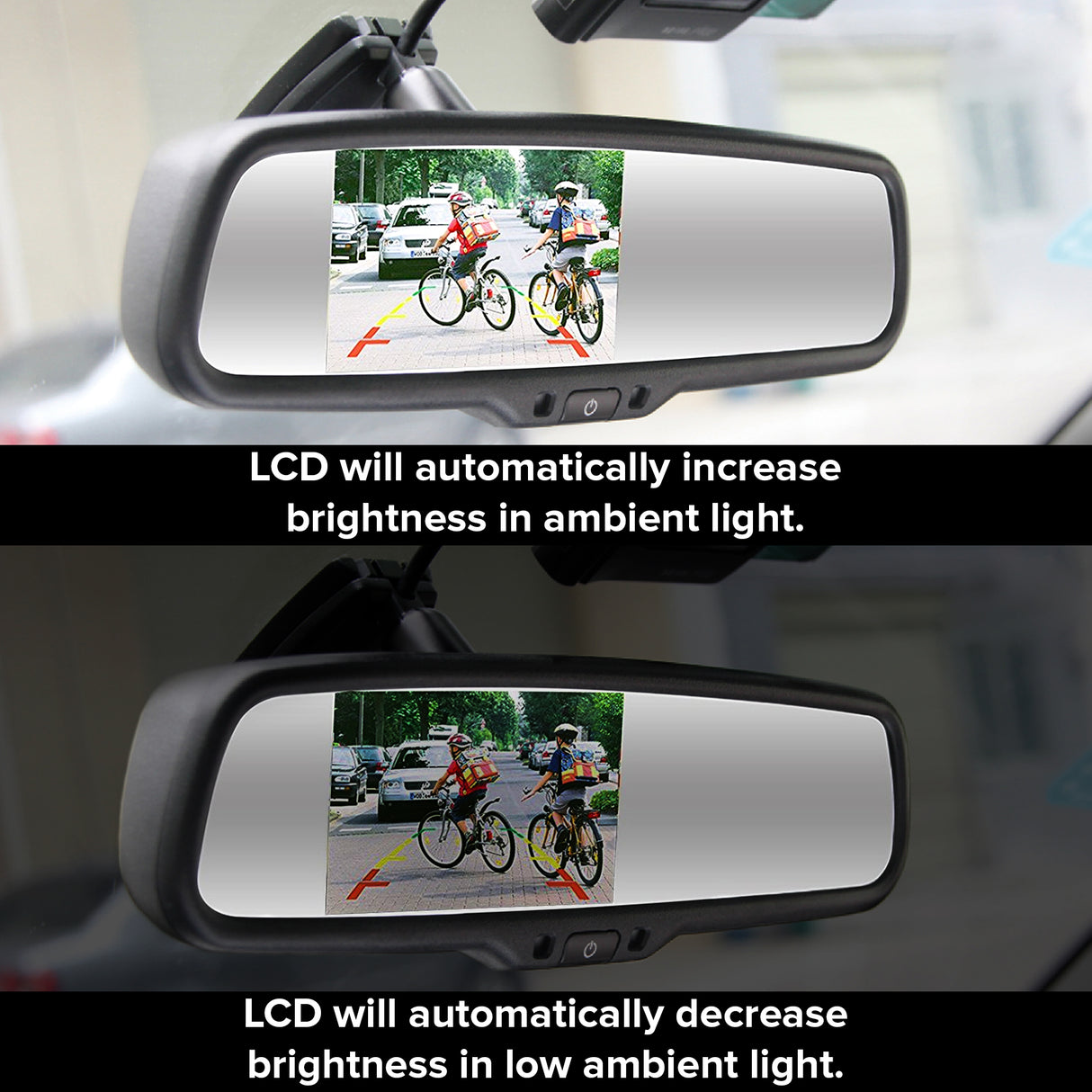 Rear View Mirror Auto Adjusting Brightness/Dimming LCD, Universal Fit –  Master Tailgaters