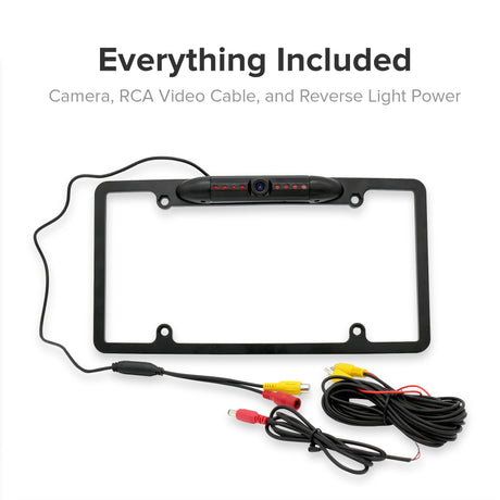 Master Tailgaters License Plate Frame Front or Backup Camera with 8 IR LED Night Vision, Metal Construction, 170° Wide Angle Camera, Waterproof