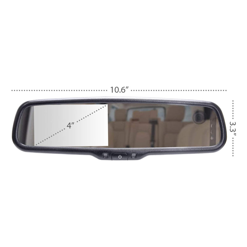 Rear View Mirror 4" LCD Screen with Dual Camera 1080p HD DVR Dash Cam with Microphone + Infrared LED In-Cabin Camera (Records Forward, Backup and Inside Cabin Passengers) + AHD Backup Camera Included