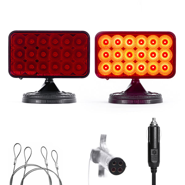 Master Tailgaters Wireless Tow Hitch Lights - Rechargeable Battery - Magnetic Mount - 4 Pin Round Connection