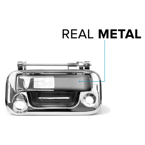 Chrome Metal Tailgate Handle with Backup Camera Replacement for Ford F150, F250, F350, F450, F550 2005-2016