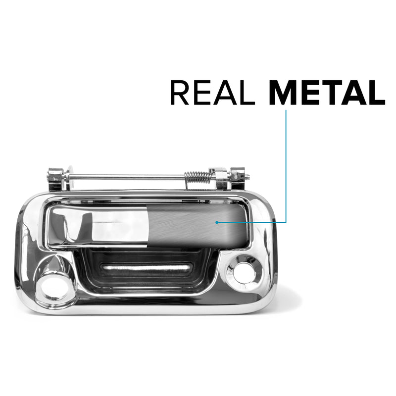 Chrome Metal Tailgate Handle with Backup Camera Replacement for Ford F150, F250, F350, F450, F550 2005-2016